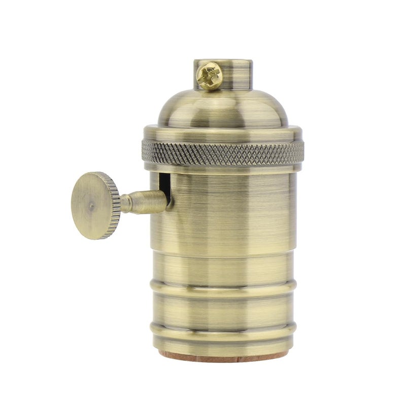 RTNLIT Antique Brass Lamp Socket, Vintage Edison E26/E27 Bulb Light Socket with On/Off Knob Switch(Bronze) - Image 1